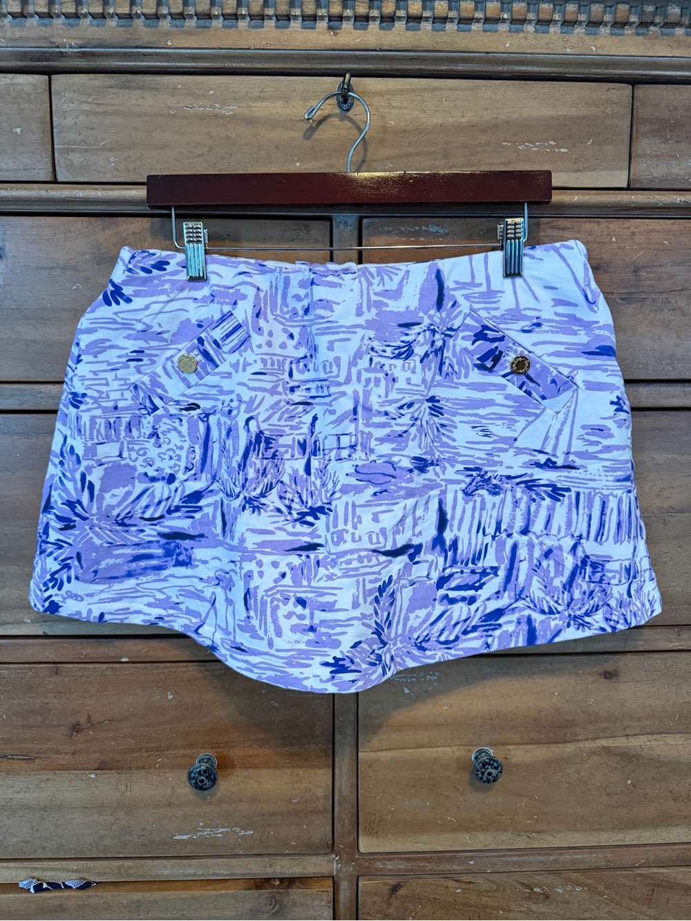 Lilly Pulitzer Lavender and Periwinkle Abstract Print Skort